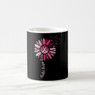 Caneca De Café Faith Hope ama Consciência do Cancer de Girassol