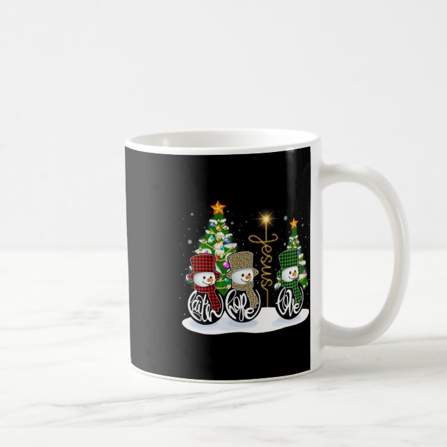 Caneca De Café Faith Hope ama Snowman Jesus Diversão Xmas Cross P (Direita)