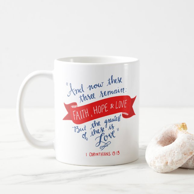 Caneca De Café Faith Hope e Love 2 (Com Donut)