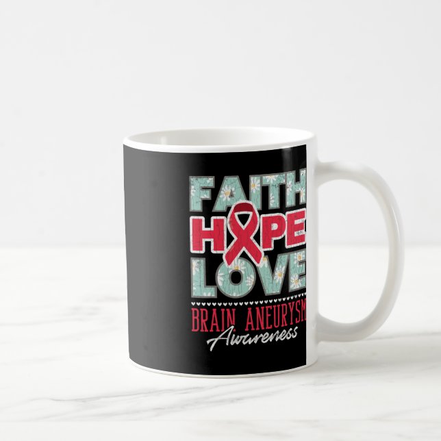Caneca De Café Faith Hope Love Brain Aneurysm Apoio à Consciência (Direita)