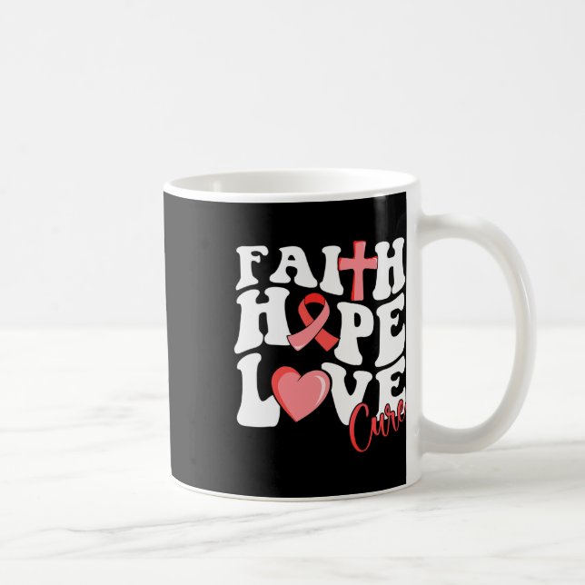 Caneca De Café Faith Hope Love Cure Burgundy Friso Célula Falsifo (Direita)