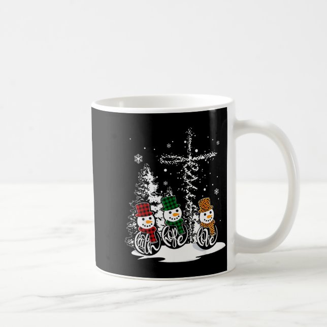 Caneca De Café Faith Hope Love Snowman Jesus Christian Tree Chris (Direita)