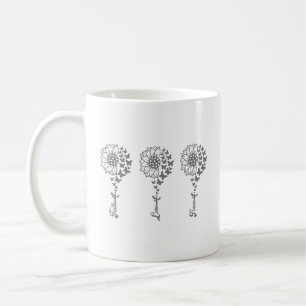 Caneca De Café Faith Love Peace Sunflower com borboletas Café