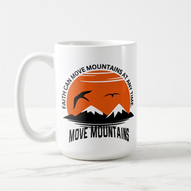 Caneca De Café Faith Moves Mountains – Sunset Serenity Edition (Esquerda)