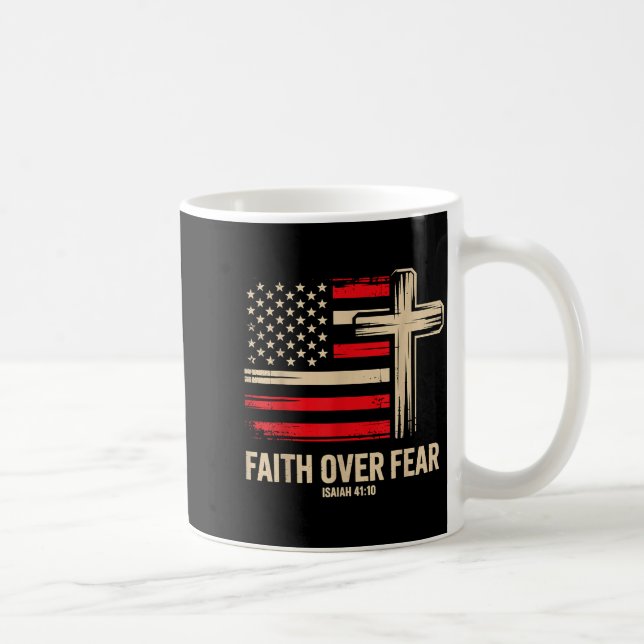 Caneca De Café Faith Over Fear American Flag  (Direita)
