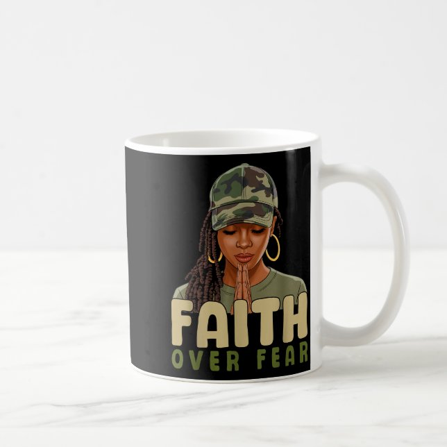 Caneca De Café Faith Over Fear Christian Camo African American Af (Direita)