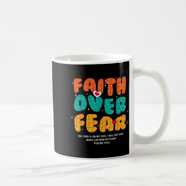 Caneca De Café Faith Over Fear Christian Religious Groovy Men Wom (Direita)