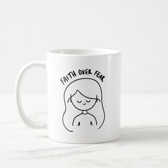 Caneca De Café Faith Over Fear - Inspirational & Positive Message (Esquerda)