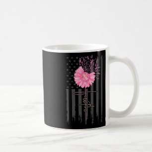 Caneca De Café Faith Pink Ribbon Daisy Flor Americana Flag Breas