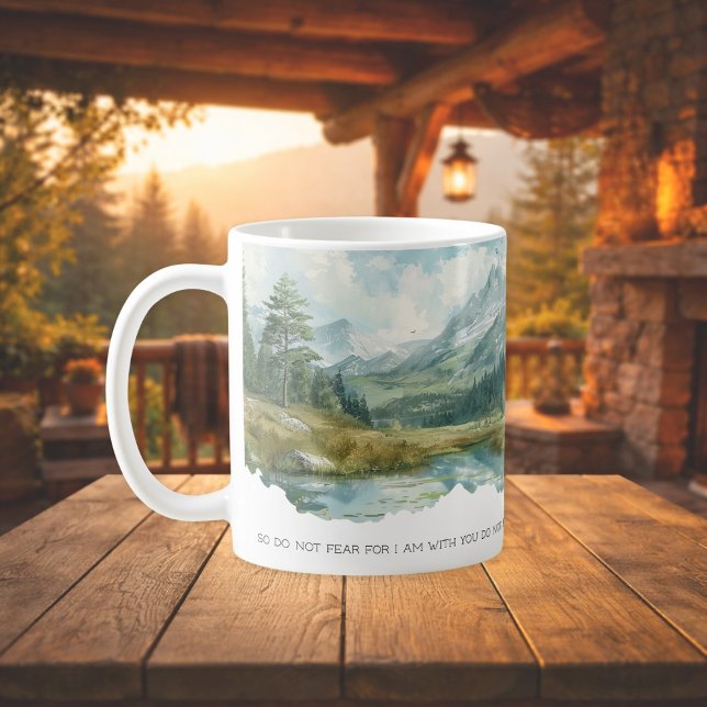 Caneca De Café Faith Scripture Isaiah 41:10 Mountain Mug (Criador carregado)