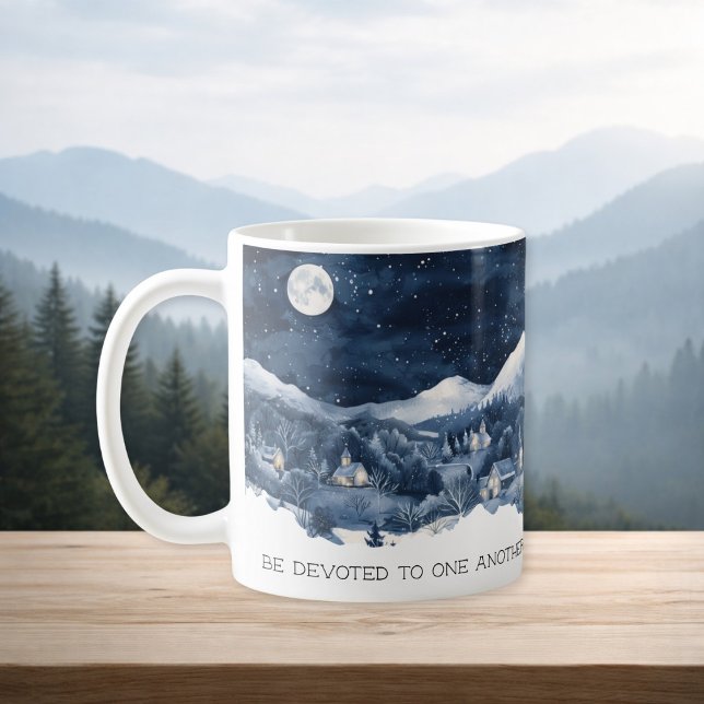 Caneca De Café Faith Scripture Snow Mountain Romans 12:10 Mug (Criador carregado)