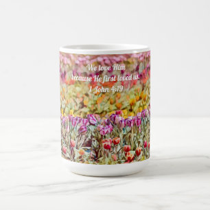 Caneca De Café Faith Tulip Floral Scripting Love Mug Cup