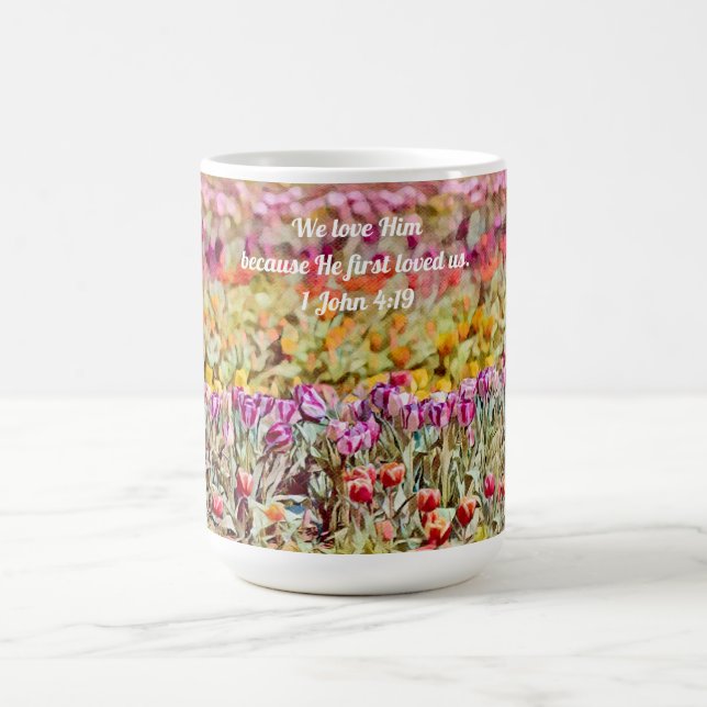 Caneca De Café Faith Tulip Floral Scripting Love Mug Cup (Centro)