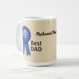 Caneca De Café Faixa Azul nº 1 personalizar o Pai com o nome