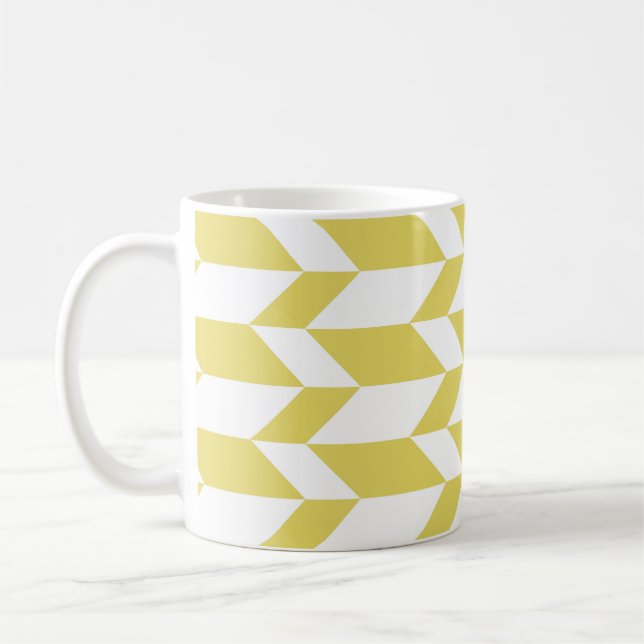 Caneca De Café Faixa Chevron com Seta de Dois Tom Negrito Amarelo (Esquerda)