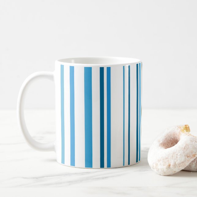 Caneca De Café Faixa de cores da praia azul (Com Donut)