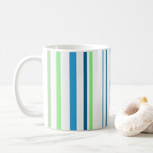 Caneca De Café Faixa de cores de praia verde azul-aqua (Com Donut)