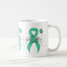 Caneca De Café Faixa de Sensibilização Verde com Borboleta