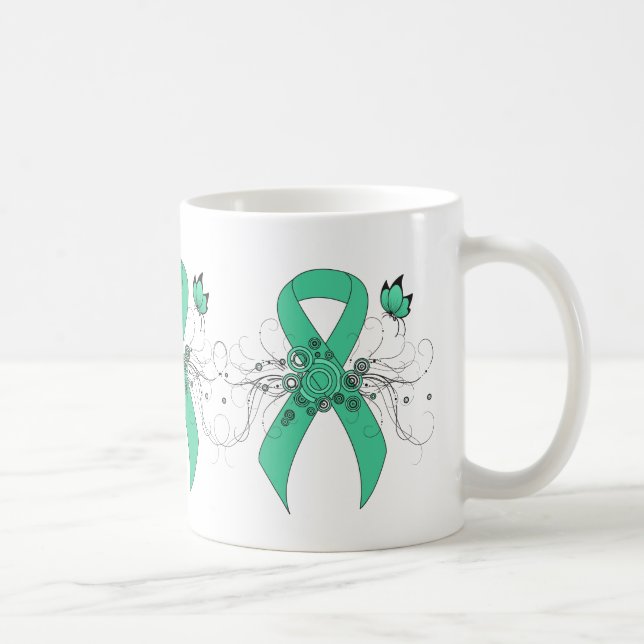 Caneca De Café Faixa de Sensibilização Verde com Borboleta (Direita)