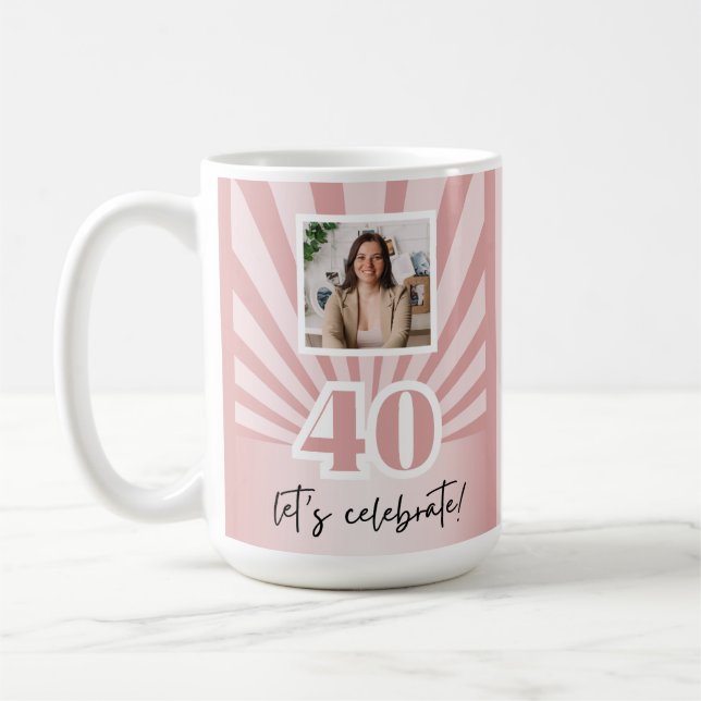 Caneca De Café Faixa rosa aniversário de 40 anos personalizada (Esquerda)