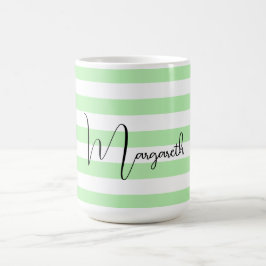 Caneca De Café Faixa Verde Pastel Personalizada