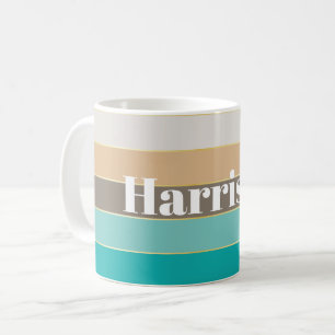 Caneca De Café Faixas de Cores de Verão Personalizadas