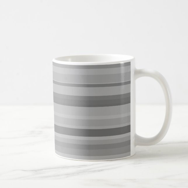 Caneca De Café faixas horizontais de cinza (Direita)