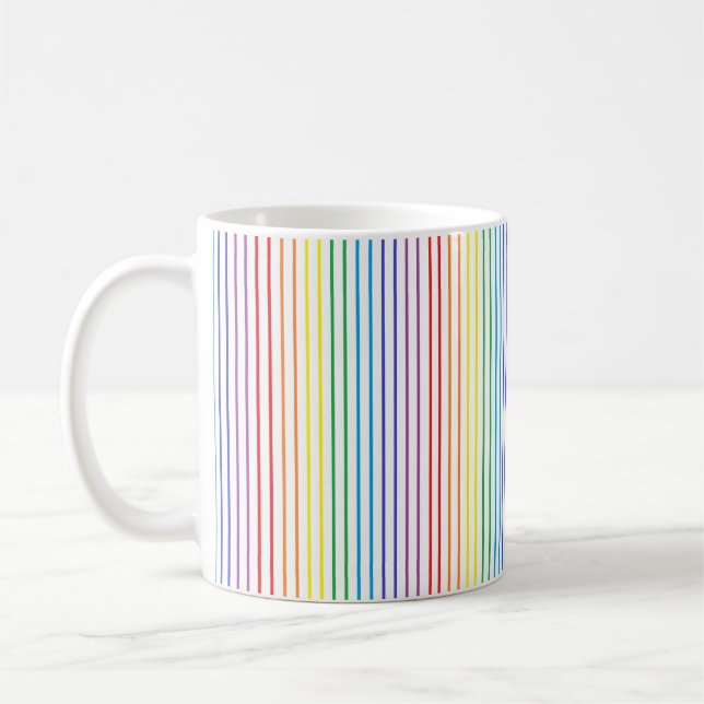 Caneca De Café Faixas Verticais do Arco-Íris Descritas (Esquerda)