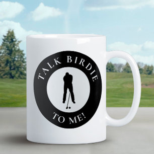 Caneca De Café Fale Birdie Para Mim Silhueta de Golfista Engraçad