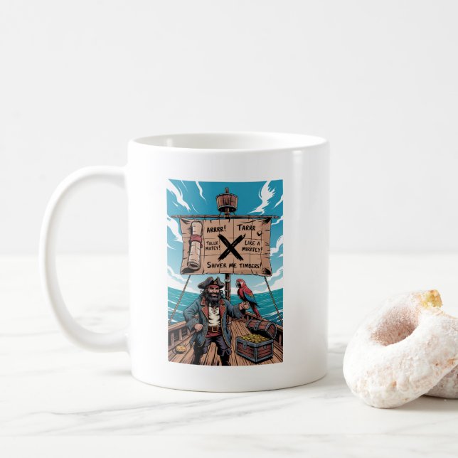 Caneca De Café Fale como um dia de pirata (Com Donut)