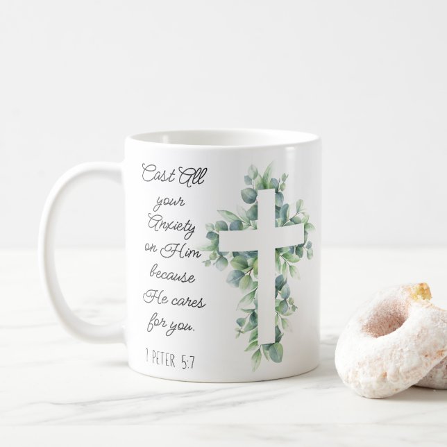 Caneca De Café Fale toda a sua ansiedade sobre ele Eucalyptus Cro (Com Donut)