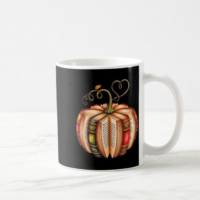 Caneca De Café Fall Book Pumpkin Fall Librarians Bookworm Teacher (Direita)
