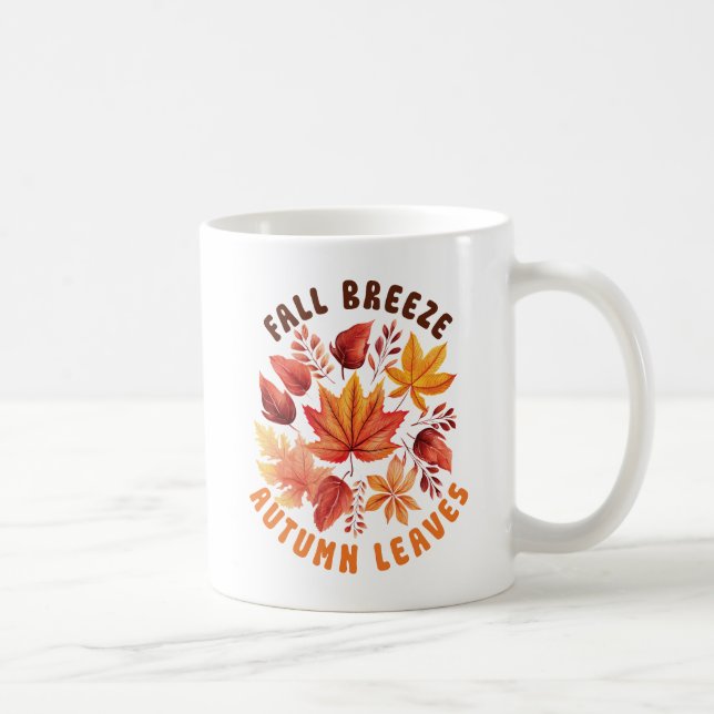 Caneca De Café Fall Breeze, Autumn Leaves - Folhagem Whimsical Fa (Direita)
