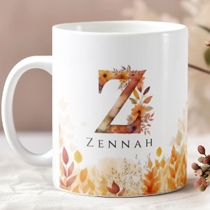Caneca De Café Fall Deixa Monograma Personalizado Letra Inicial Z