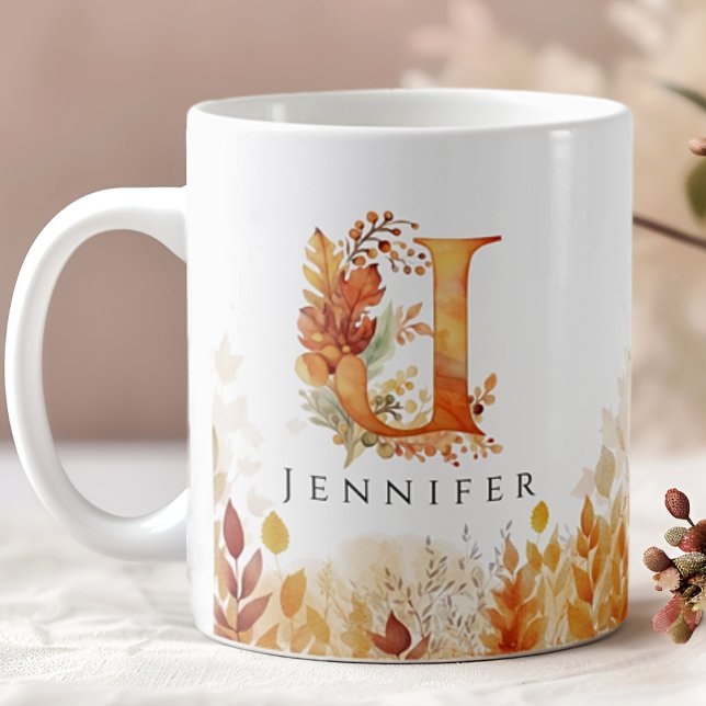 Caneca De Café Fall Deixa Personalizado Monograma - Letra Inicial (Criador carregado)