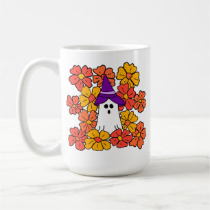 Caneca De Café Fall Floral Halloween Ghost