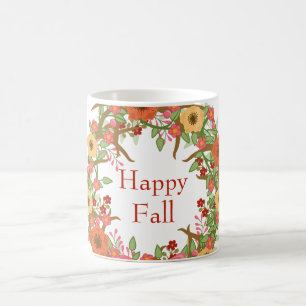 Caneca De Café Fall Floral Wreath Feliz