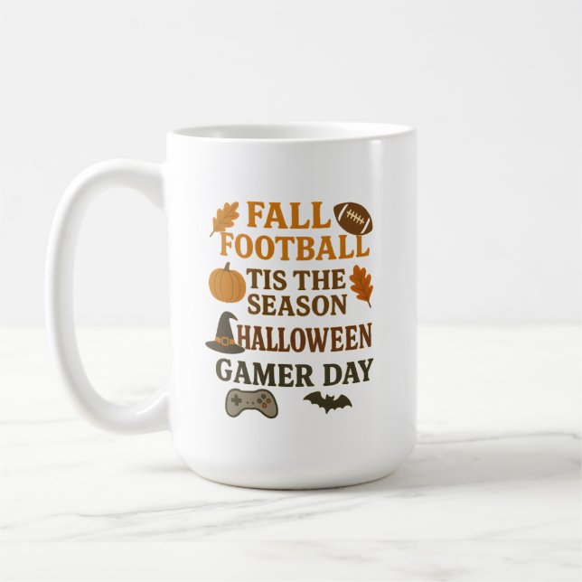 Caneca De Café Fall Football Tis The Season Halloween Gamer Day (Esquerda)