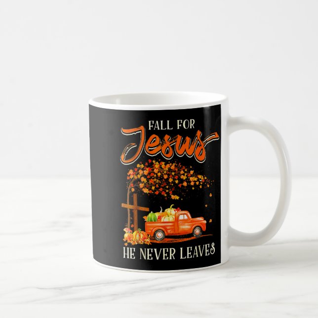 Caneca De Café Fall For Jesus He Never Leaves Pumpkin Truck Thank (Direita)