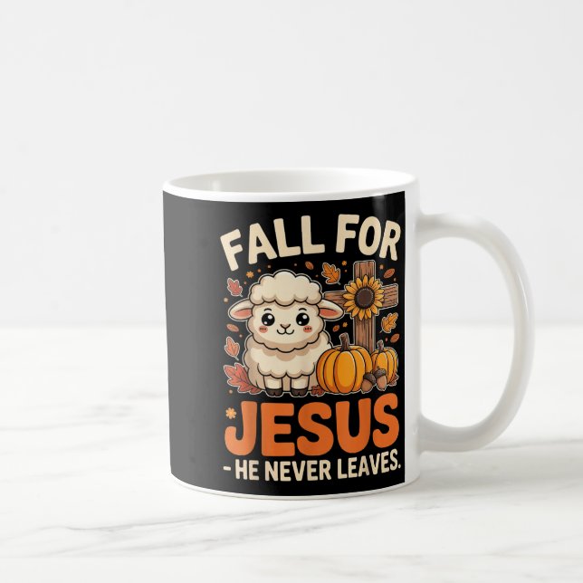 Caneca De Café Fall For Jesus He Never Leaves Sheep Christian Aut (Direita)