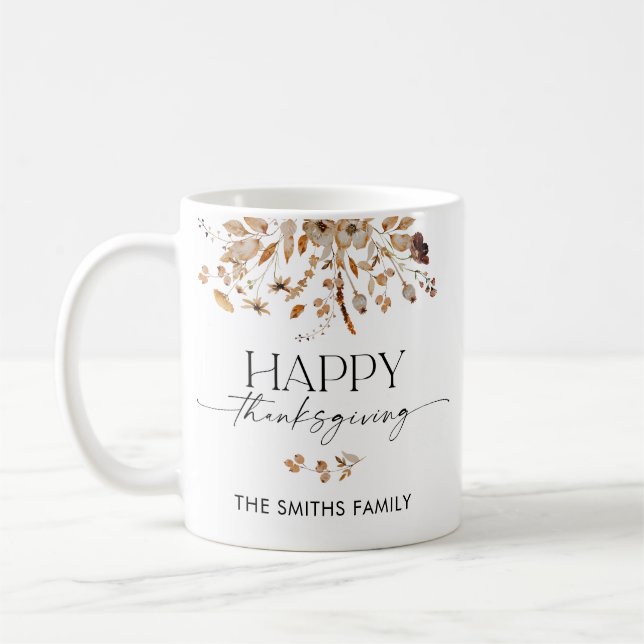 Caneca De Café Fall Leaves Thanksgiving Dinner Mug (Esquerda)