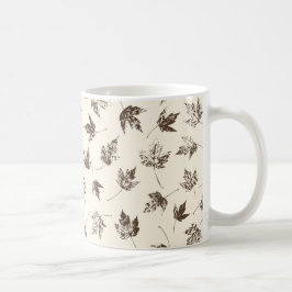 Caneca De Café Fall Maple Folhas no creme - padrão sem falhas.
