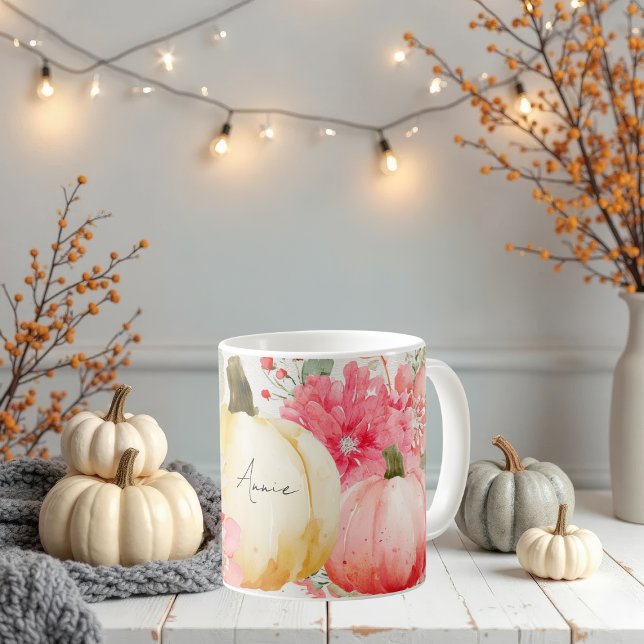 Caneca De Café Fall Mug com Bombas e Flores (Criador carregado)