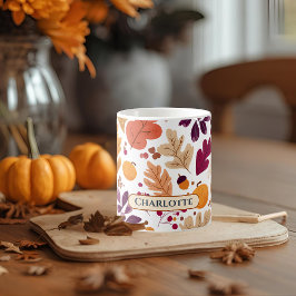 Caneca De Café Fall Mug Personalizado - Autumn Leaves & Acorns Na