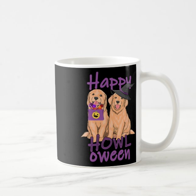 Caneca De Café Fall Ouro Retriever Amantes Halloween Feliz Howl- (Direita)