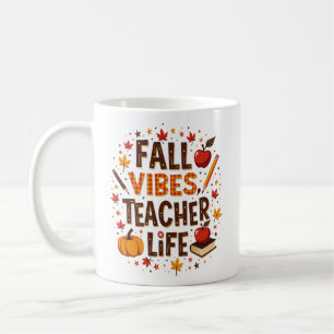 Caneca De Café Fall Vibes Life do Professor - Traço Retroativo Pe