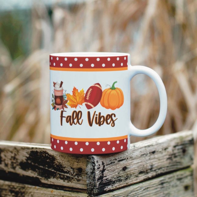 Caneca De Café Fall Vibes Pumpkin Spice Futebol (Criador carregado)
