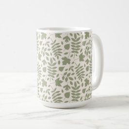 Caneca De Café Fallen deixa o padrão verde em Creme