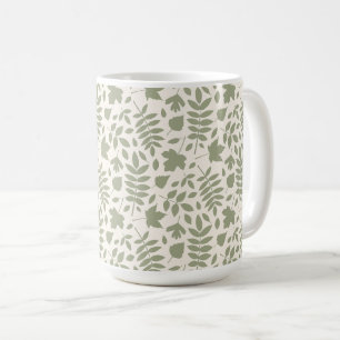 Caneca De Café Fallen deixa o padrão verde em Creme