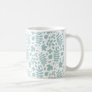 Caneca De Café Fallen deixa padrão Lt Teal em branco